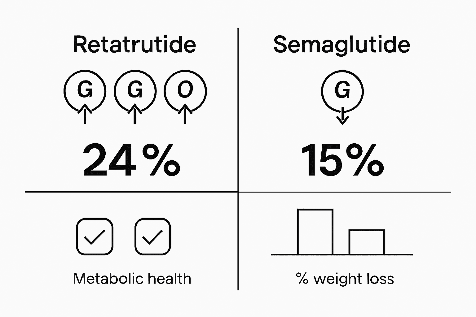 Retatrutide and semaglutide comparison infographic