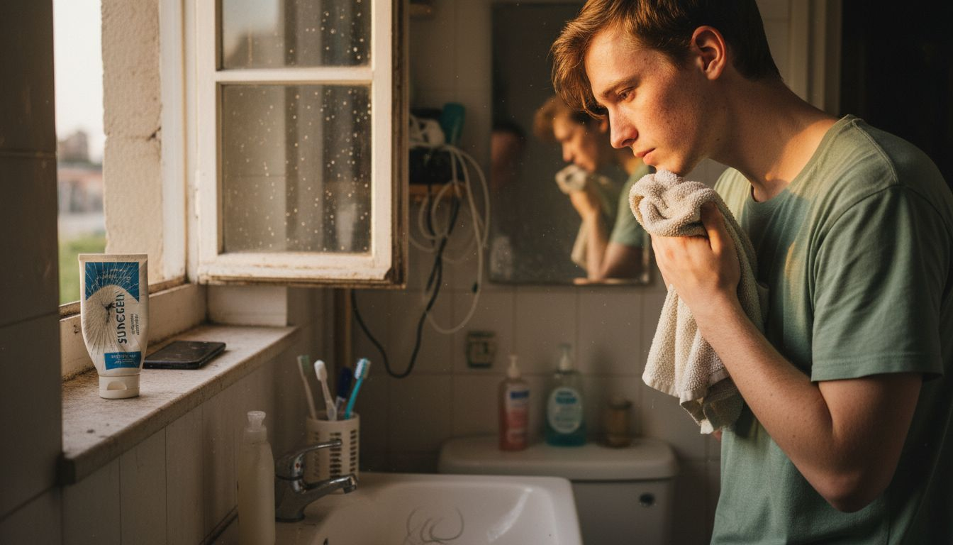 Man following daily skincare routine