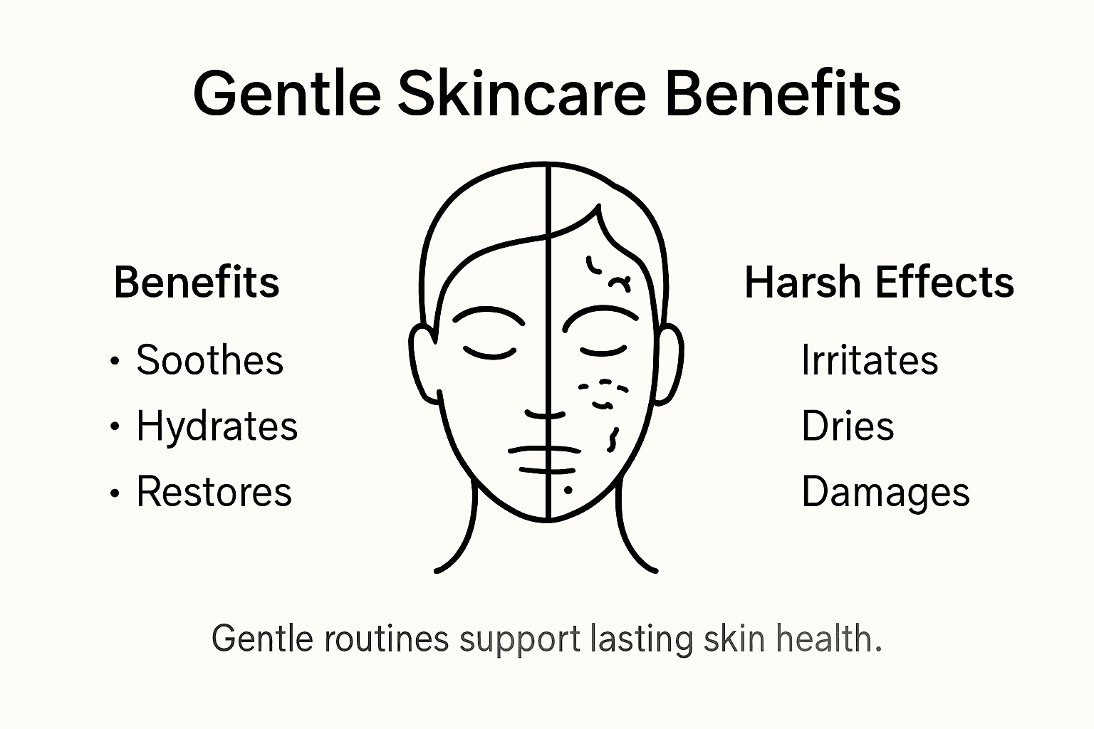 Infographic comparing gentle and harsh skincare