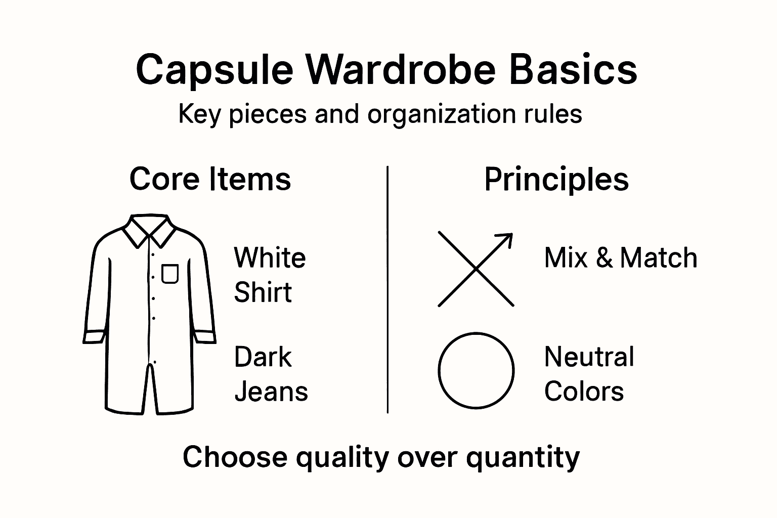 Infographic with wardrobe basics and principles