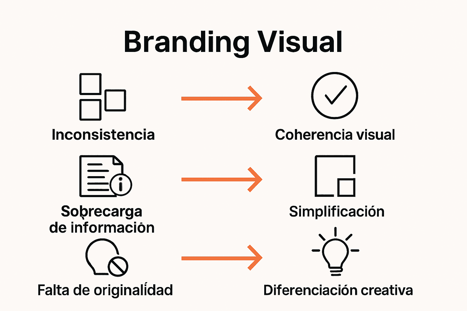 Infografía comparando errores y soluciones en branding visual