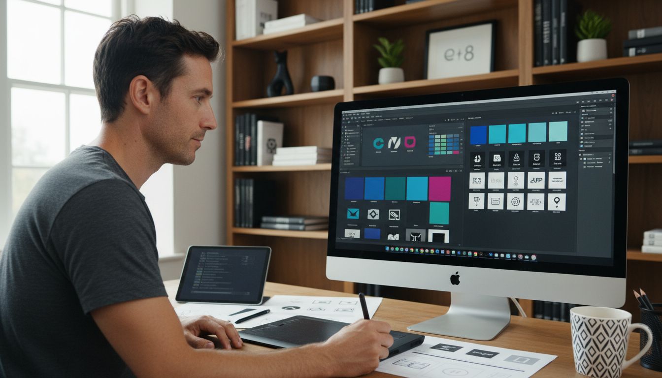 Diseñador personalizando identidad visual de marca