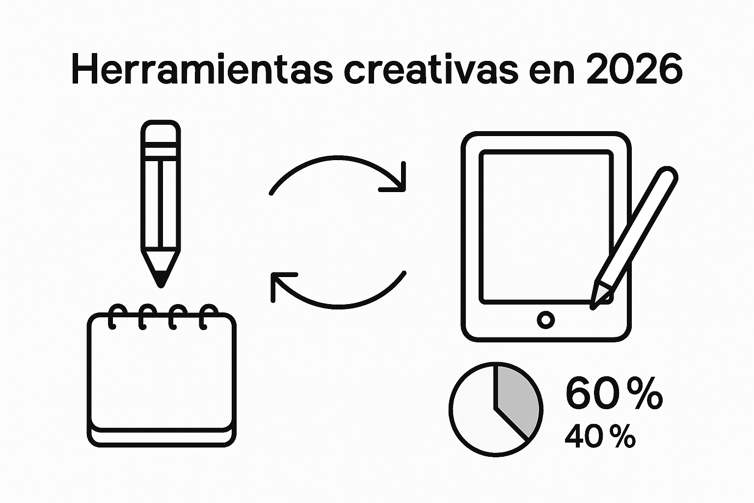 Infografía que combina herramientas de diseño tradicionales y digitales