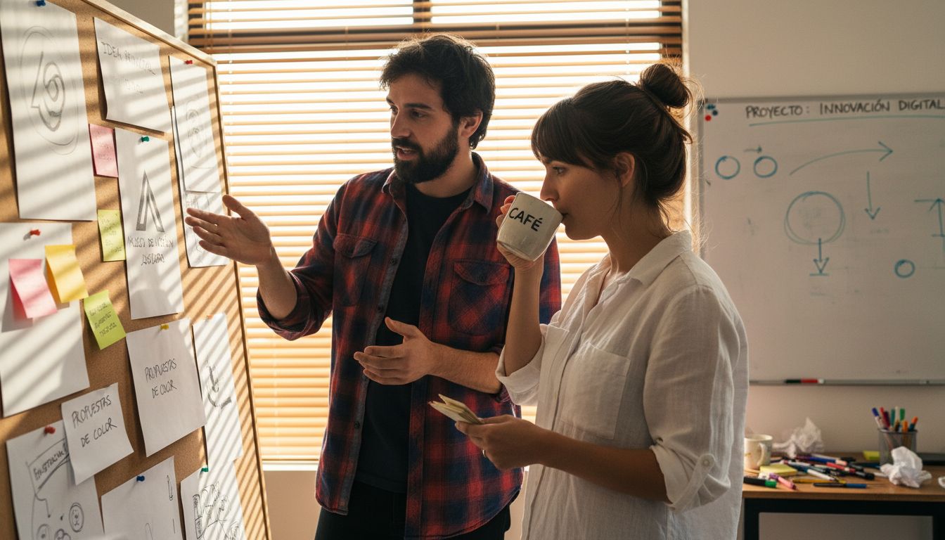Diseñadores trabajando juntos en una mesa creativa