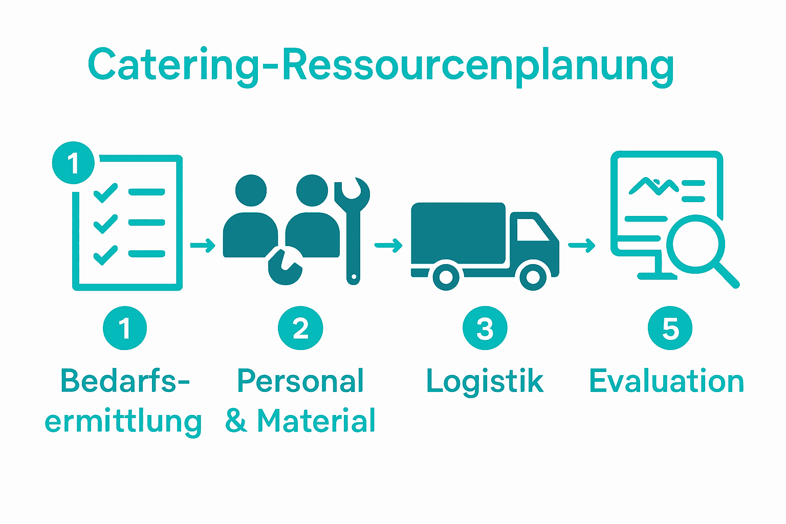 Infografik mit 5 Schritten der Ressourcenplanung im Catering