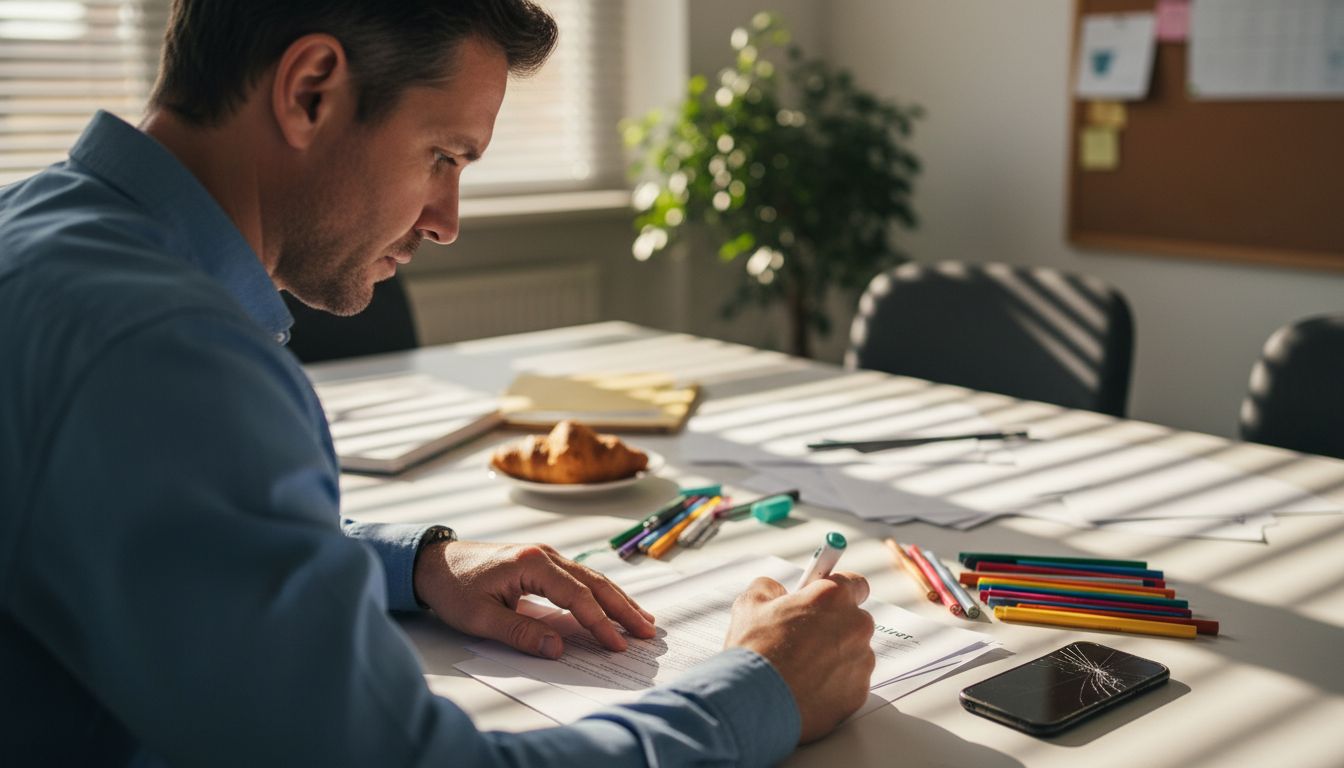 Event manager reviewing offer documents