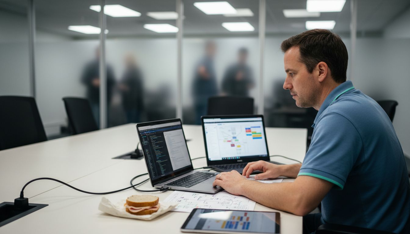 Technician integrating event planning software