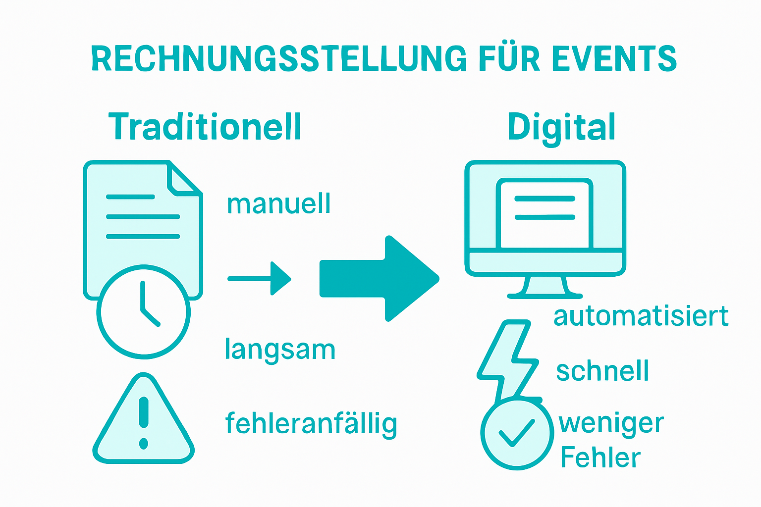 Vergleich Infografik digital und traditionell Rechnungen