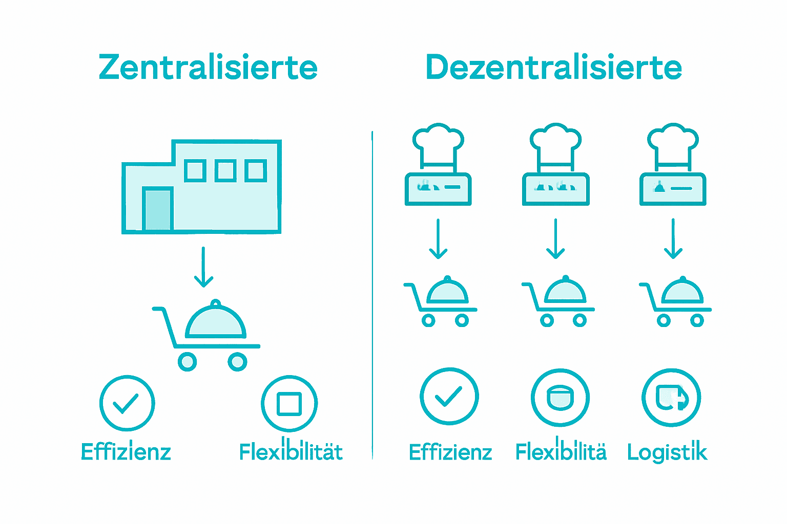 Infografik: Zentrale versus dezentrale Küchen – Ein Vergleich der Organisationsmodelle