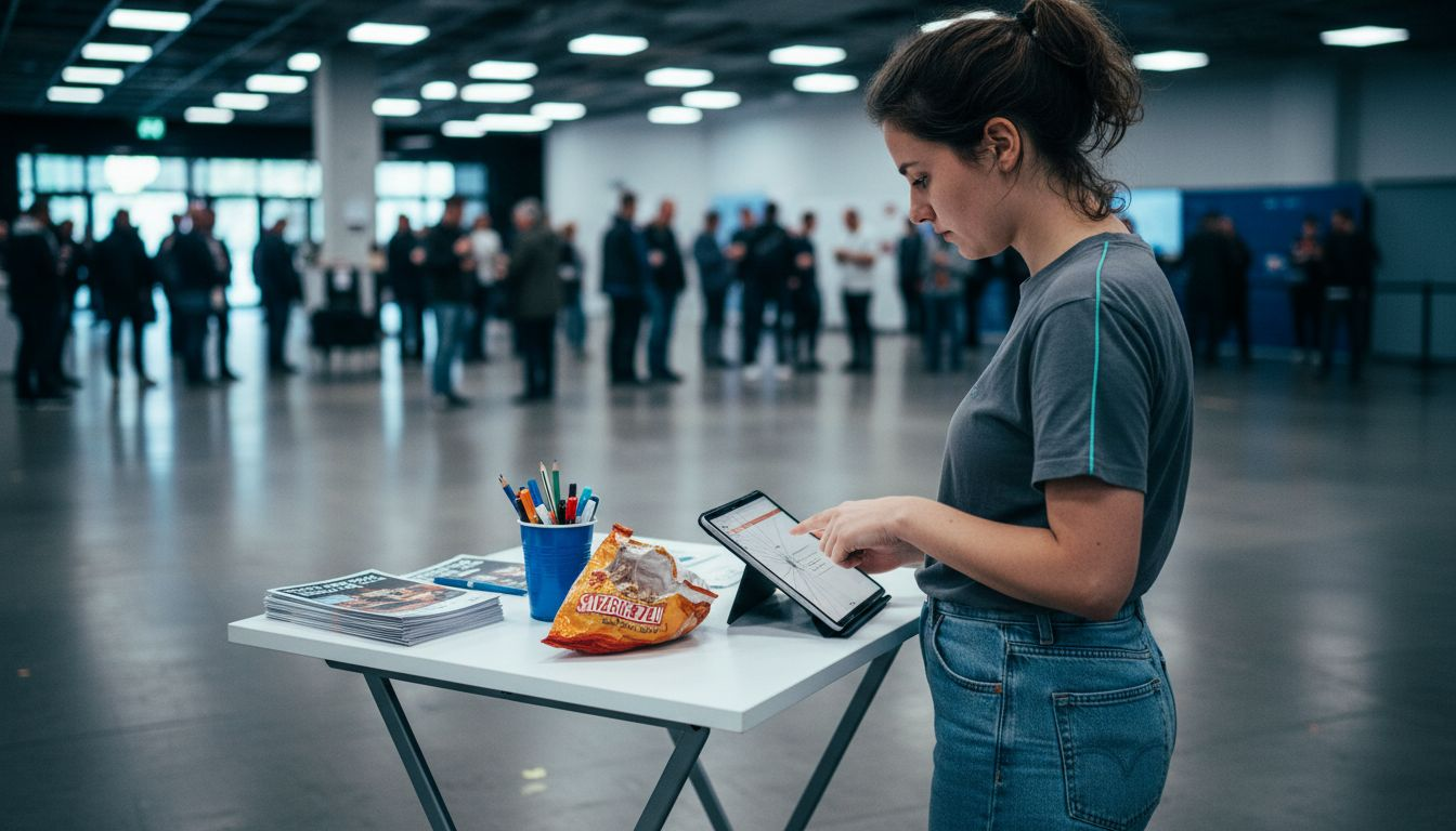Mitarbeiter betreuen den automatisierten Check-in der Veranstaltungsgäste