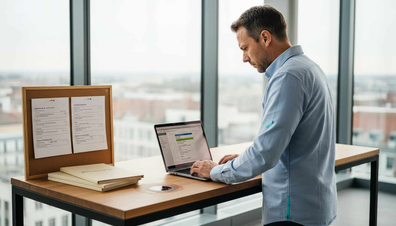 Ein Abteilungsleiter prüft den Ablauf im Catering-Programm, um die Prozesse zu optimieren.