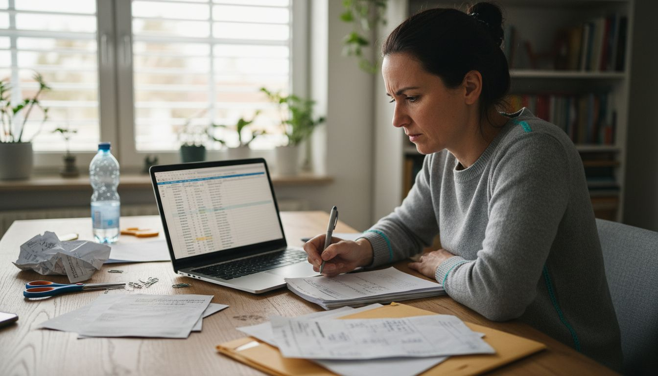 Eine Mitarbeiterin erstellt Angebote für das Catering von Hand.