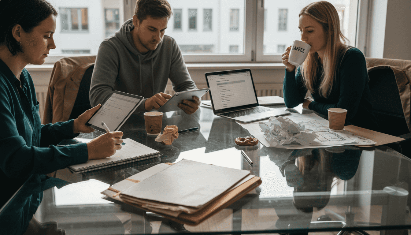 Das Team arbeitet gemeinsam an der Ressourcenplanung für die Veranstaltung.