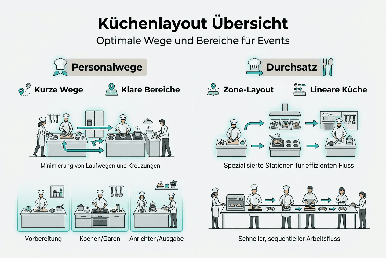 Übersicht: Küchenplanung und optimale Laufwege für das Personal