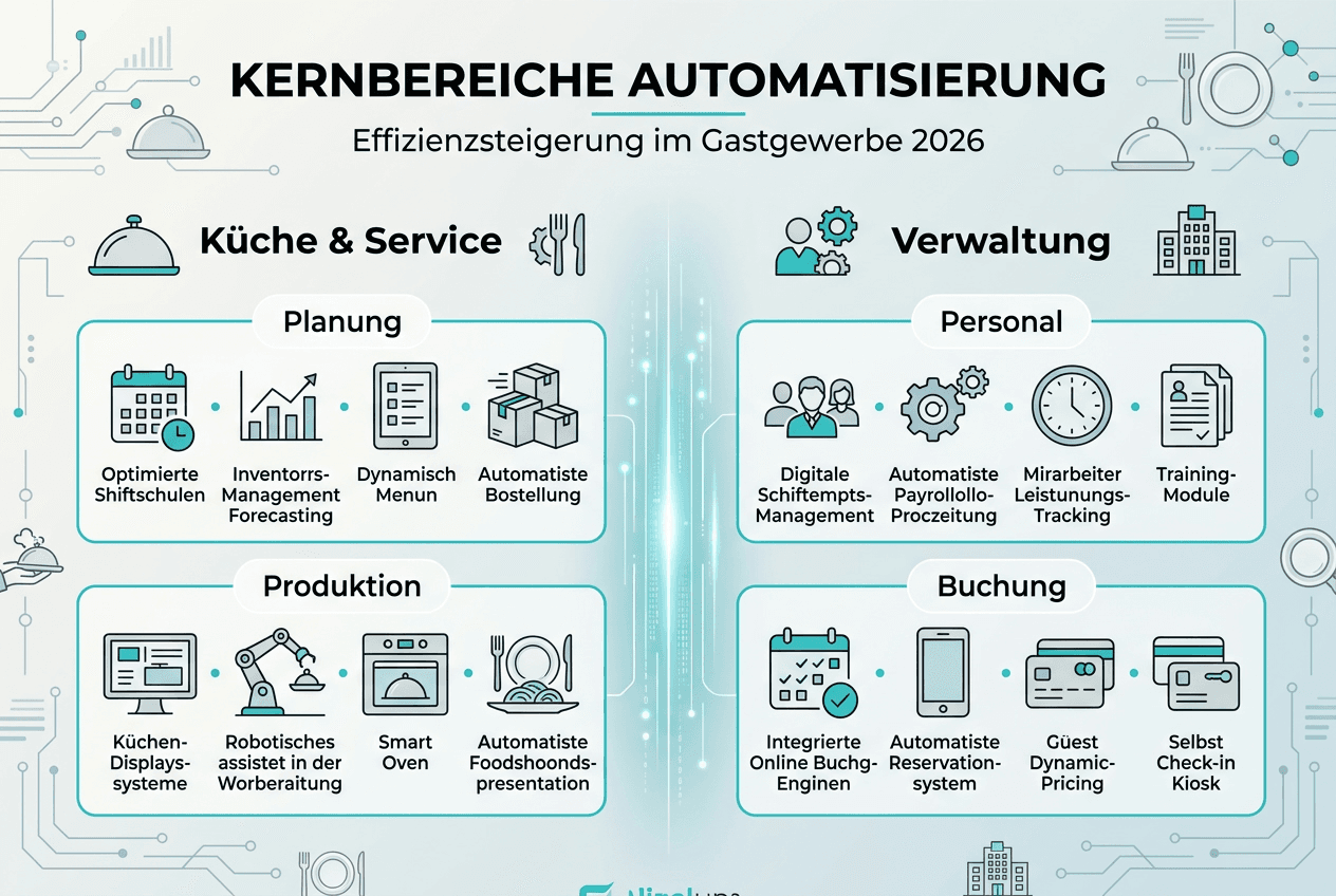 Infografik: Bereiche, in denen Automatisierung die Gastronomie effizienter macht