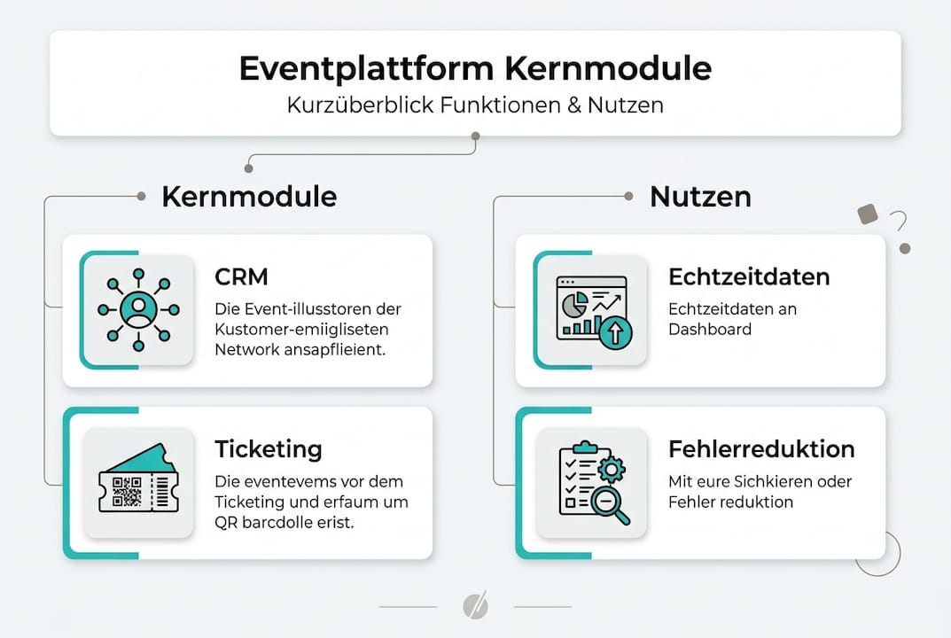 Übersichtsgrafik: Die wichtigsten Funktionen und Vorteile moderner Eventplattformen