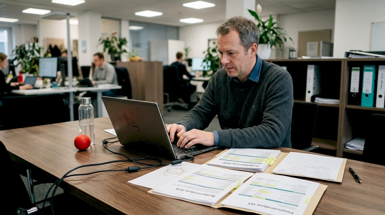 Eine Finanzplanerin erstellt gerade das Budget für eine Veranstaltung und trägt die Zahlen in eine Tabelle ein.