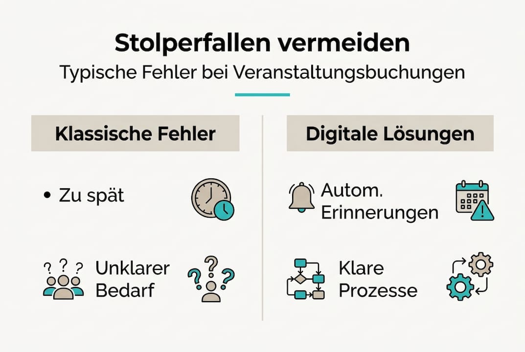 Infografik: Typische Fehler bei der Eventbuchung und wie man sie vermeidet