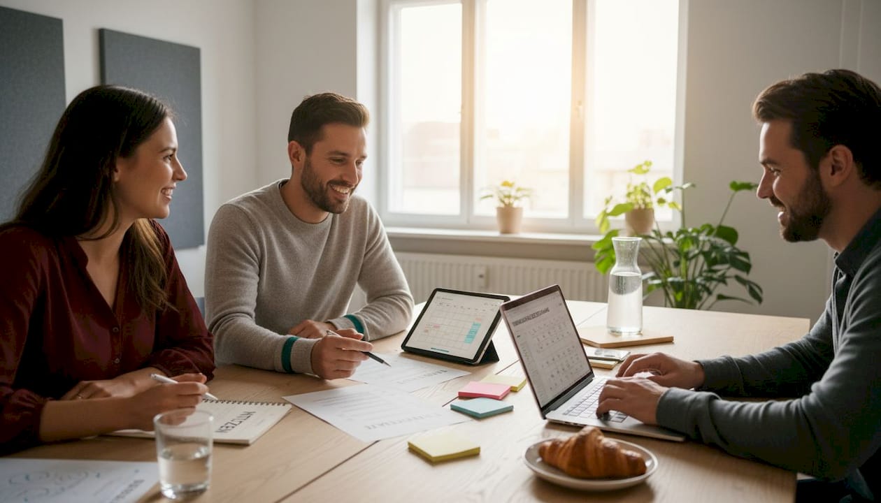 Das Event-Team bespricht gemeinsam die To-Do-Liste für die Veranstaltung.