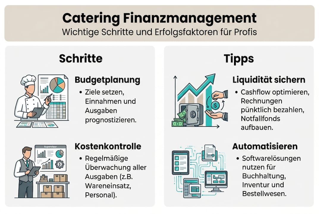 Infografik: So behalten Sie beim Catering die Finanzen im Griff – praktische Schritte und wertvolle Tipps
