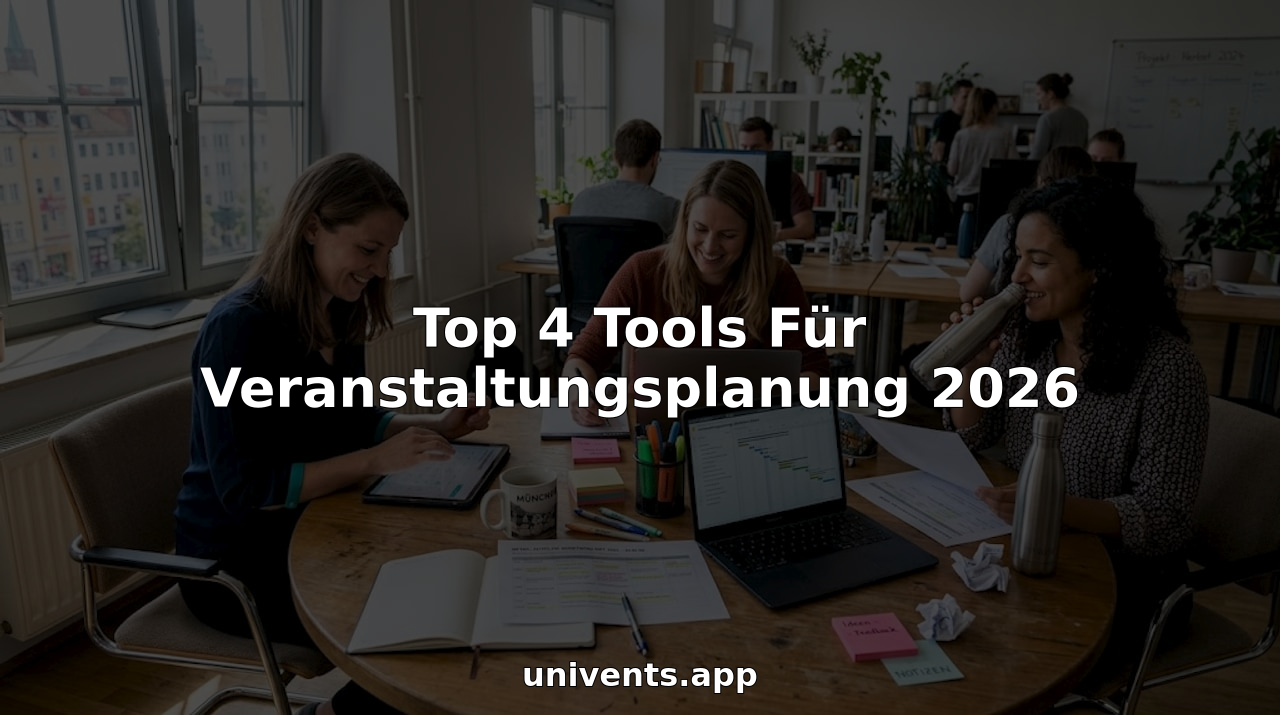 Ein Team arbeitet gemeinsam im Büro an der Organisation einer Veranstaltung.