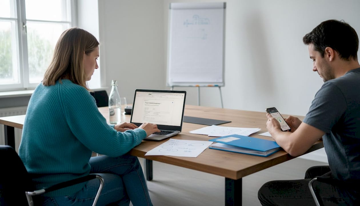 Unser Team organisiert die Veranstaltung mithilfe digitaler Tools.