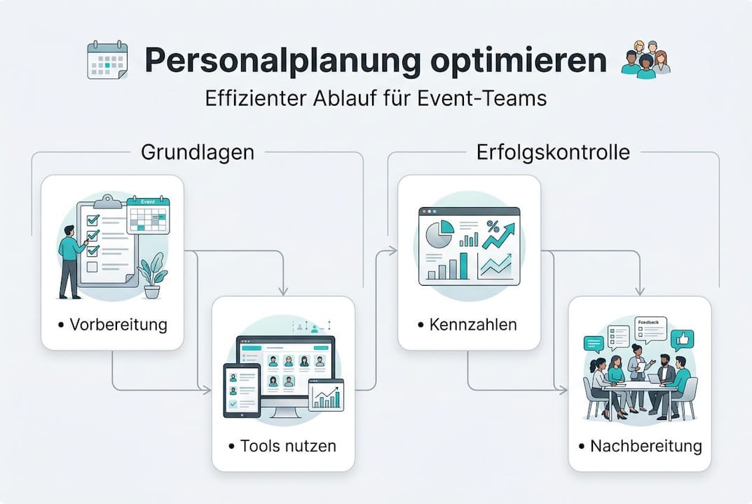 Übersichtsgrafik: Die wichtigsten Schritte der Personalplanung und wie Sie den Erfolg messen