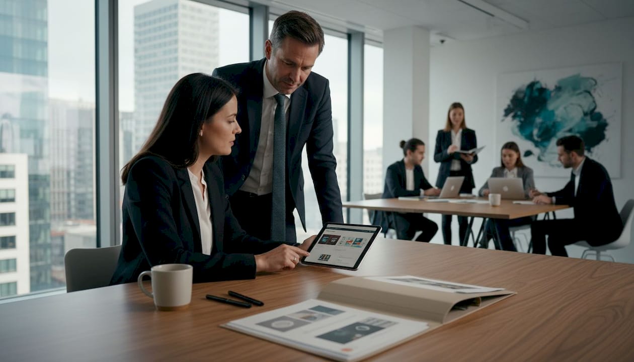 Zwei Menschen sitzen gemeinsam am Laptop und prüfen die Angebote für Veranstaltungen.