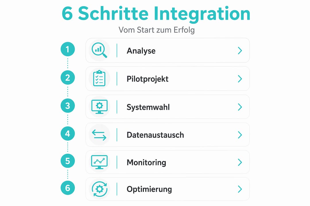 Sechsstufiger Leitfaden zur erfolgreichen Datenintegration – anschaulich dargestellt als Infografik