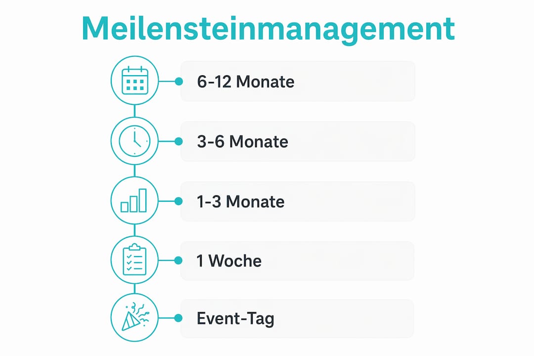 Übersicht der wichtigsten Schritte im Meilensteinmanagement – als anschauliche Infografik