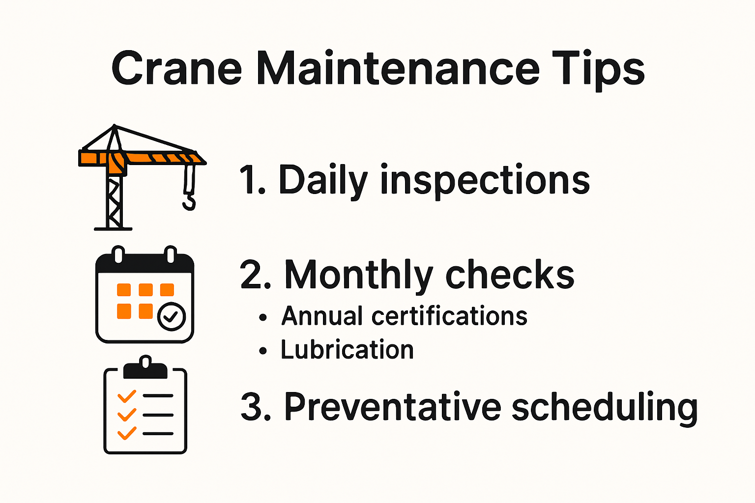 Infographic summary of 5 crane maintenance safety tips