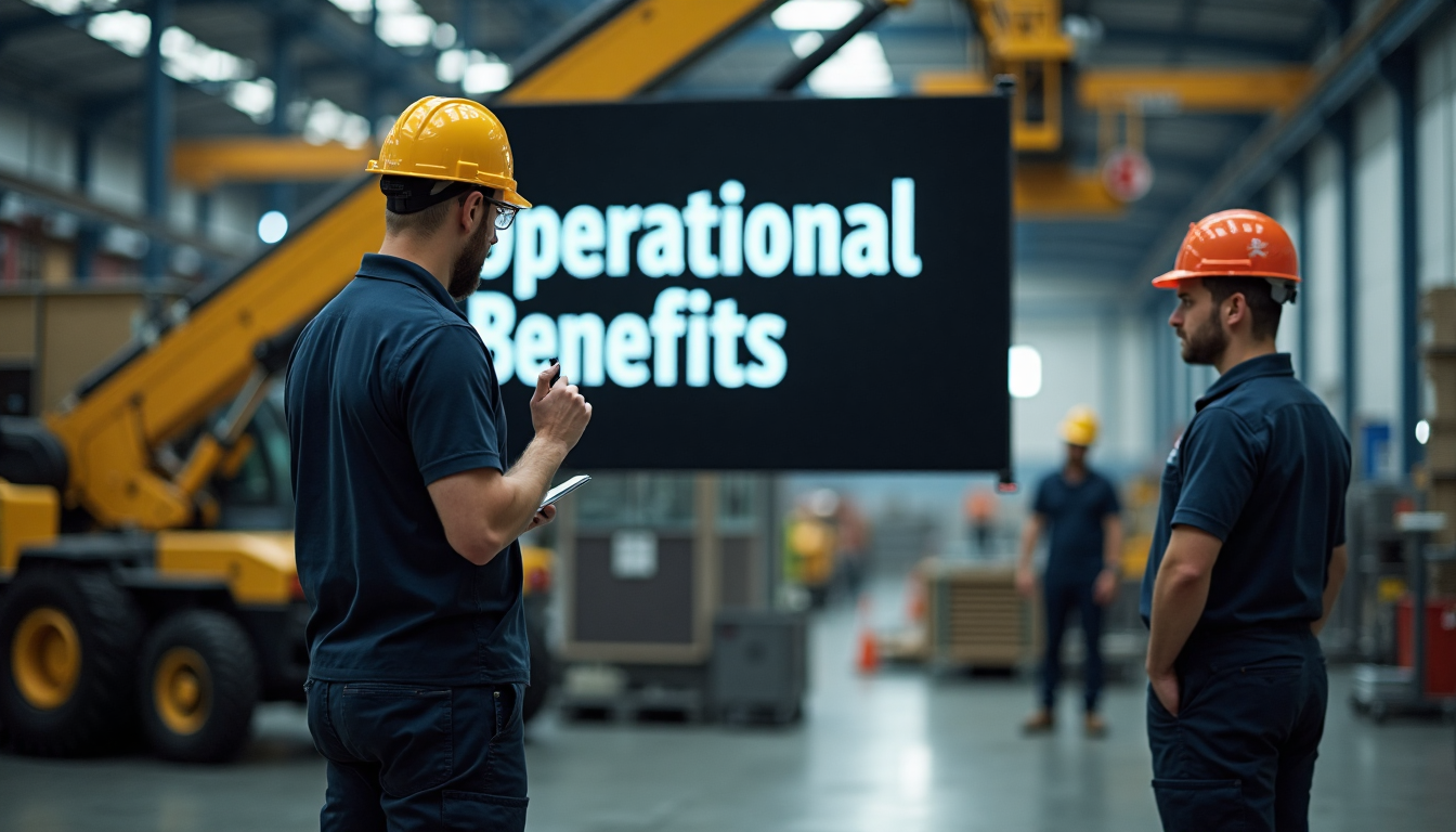 Mobile crane operating in busy manufacturing facility