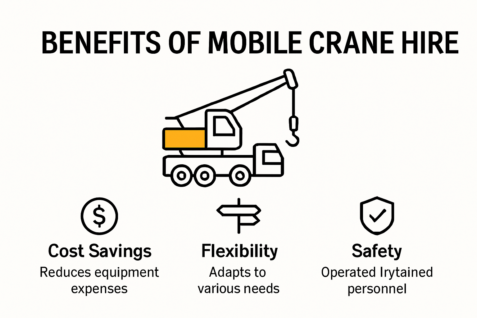 Infographic listing top mobile crane hire benefits