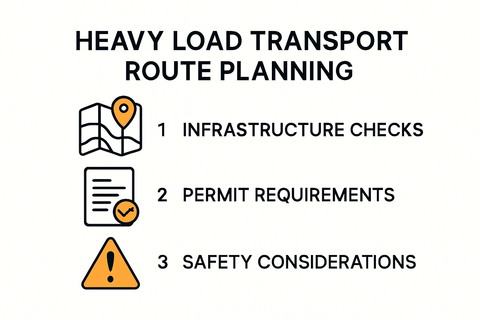Infographic outlining heavy load transport route planning steps