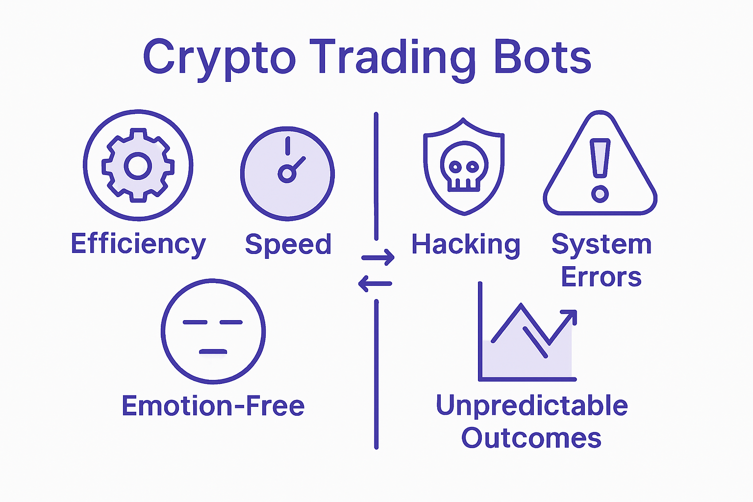 Infographic showing crypto trading bot pros and cons