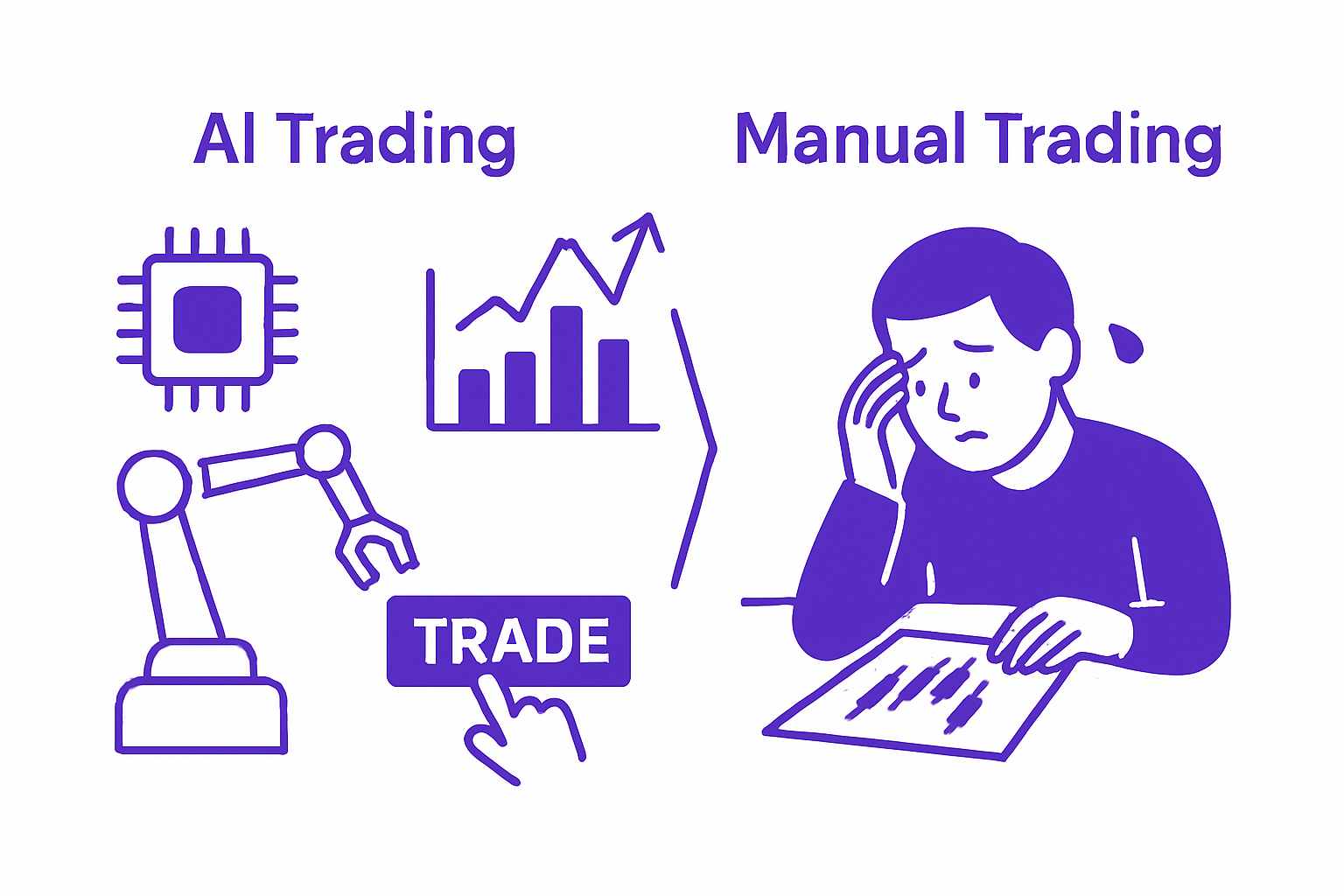 Infographic comparing AI and manual trading