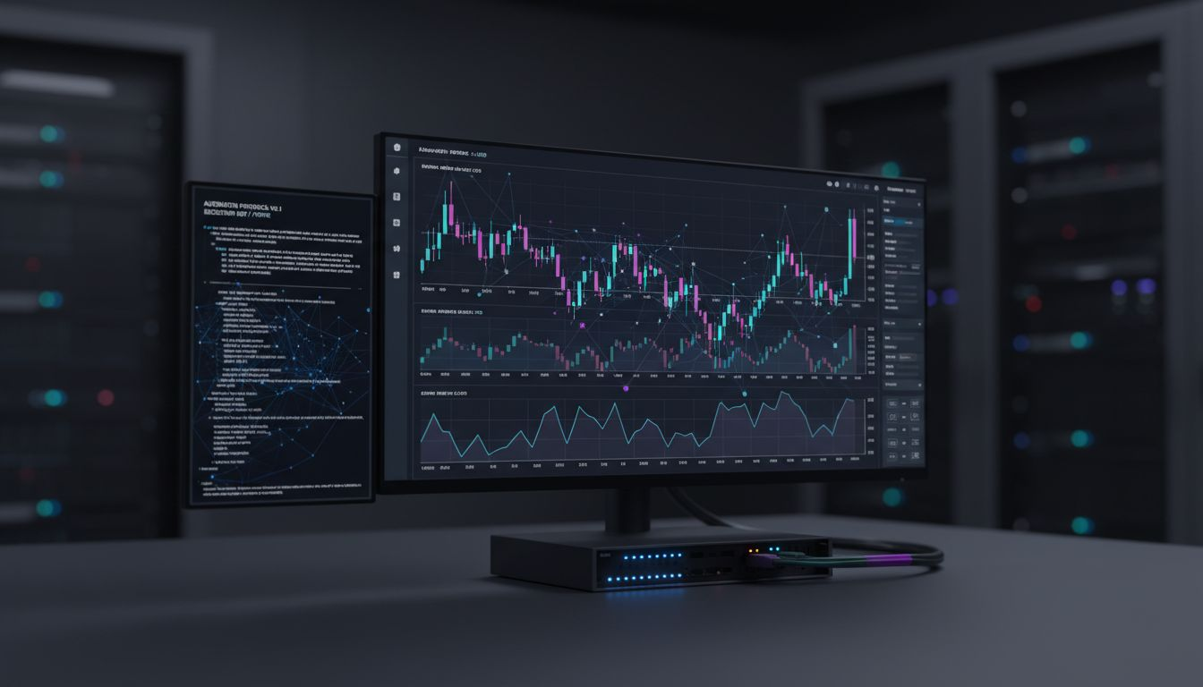 Cryptocurrency trader reviewing charts at home