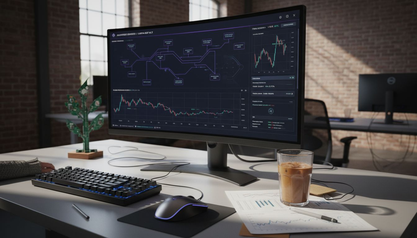 Woman configuring crypto bot automation