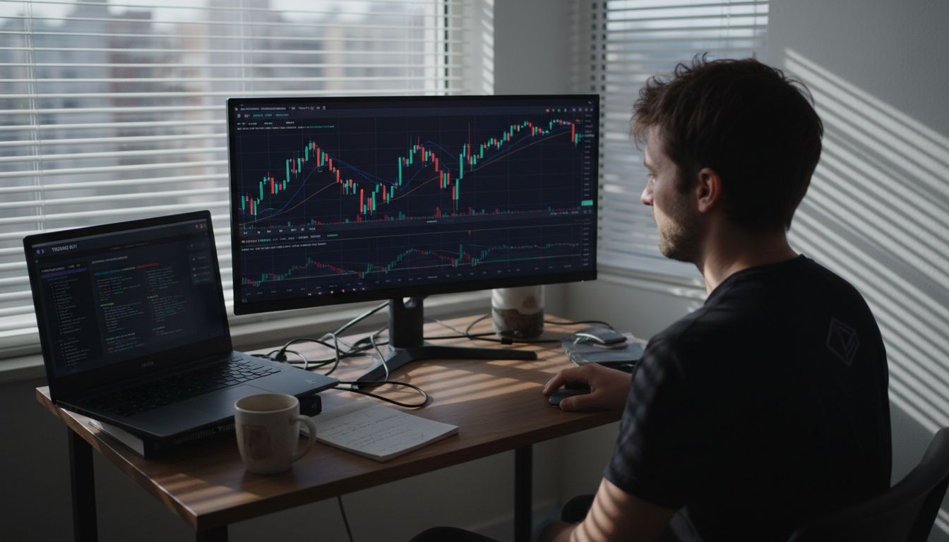 Trader reviews crypto bot workspace