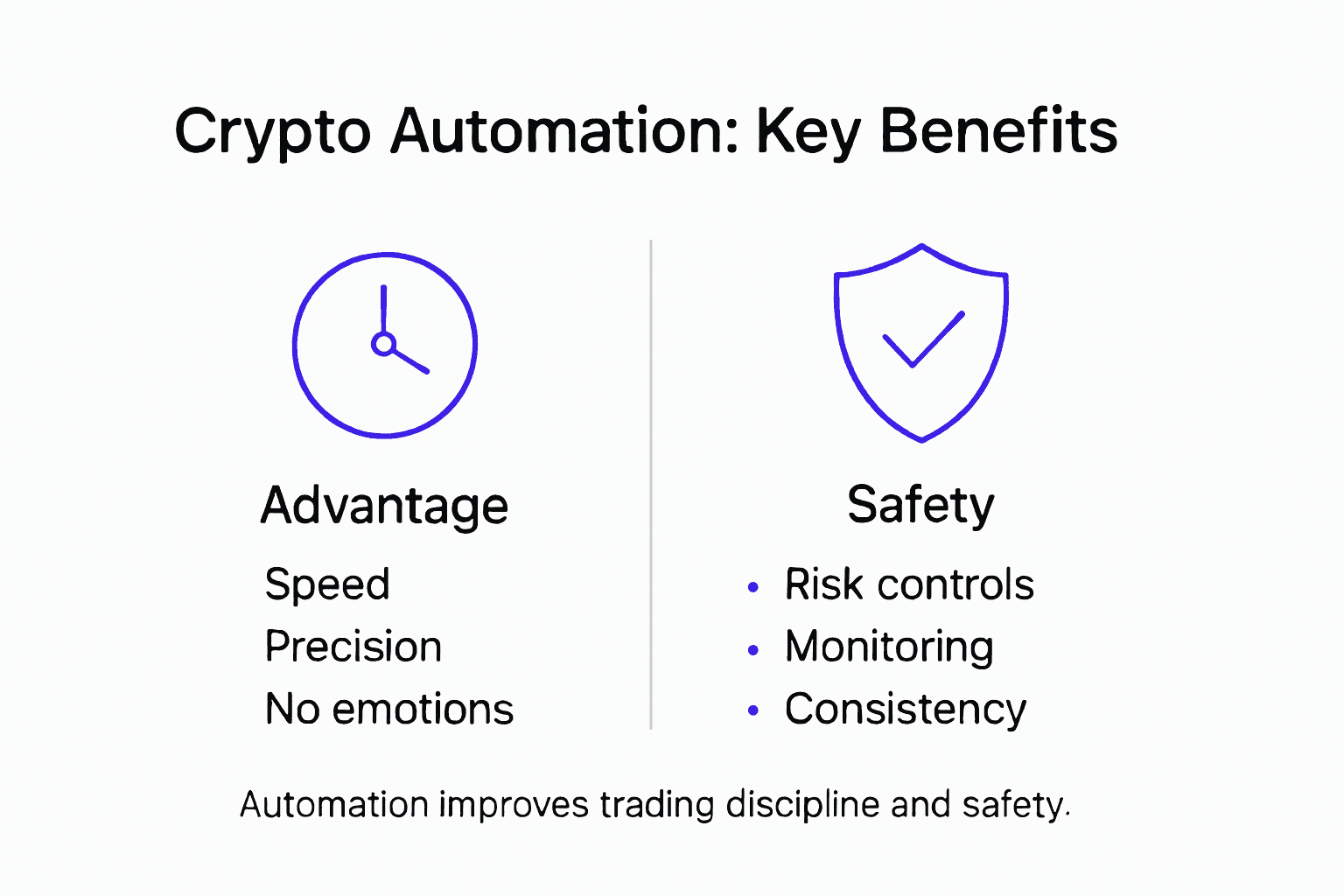 Infographic showing key crypto automation advantages