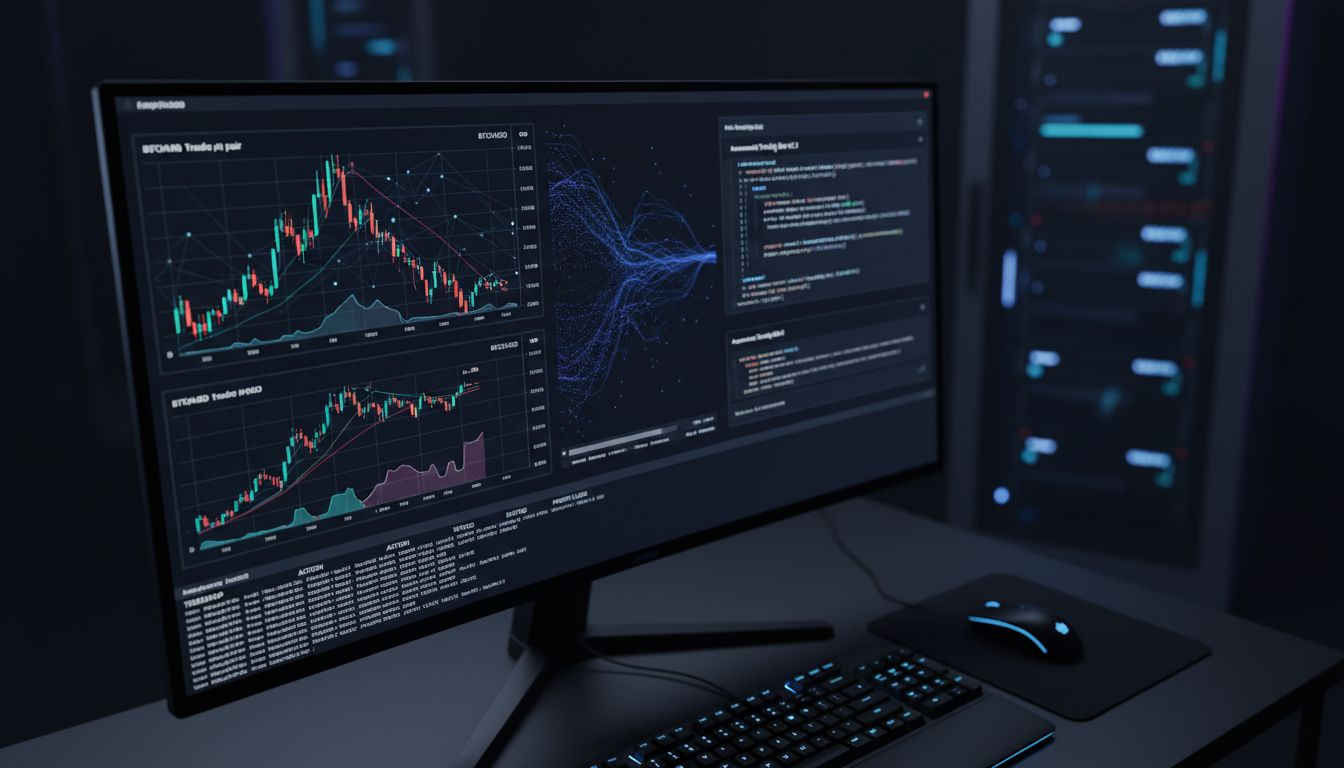 Trader reviewing crypto portfolio in office
