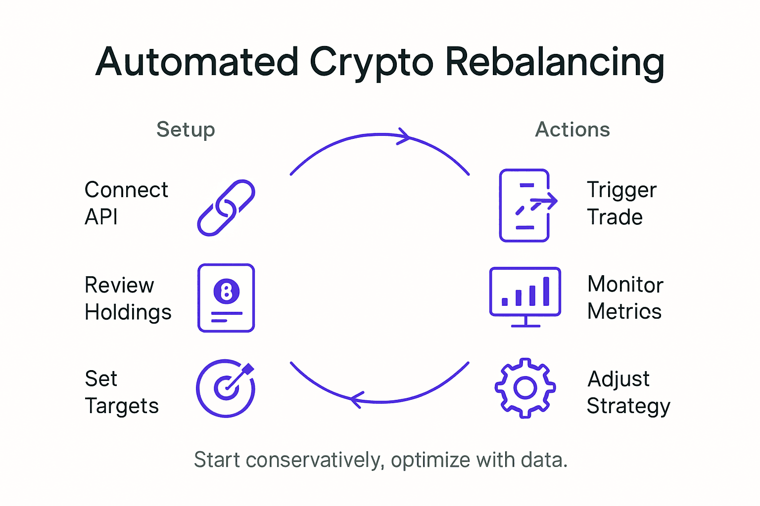 Infographic showing crypto rebalancing steps
