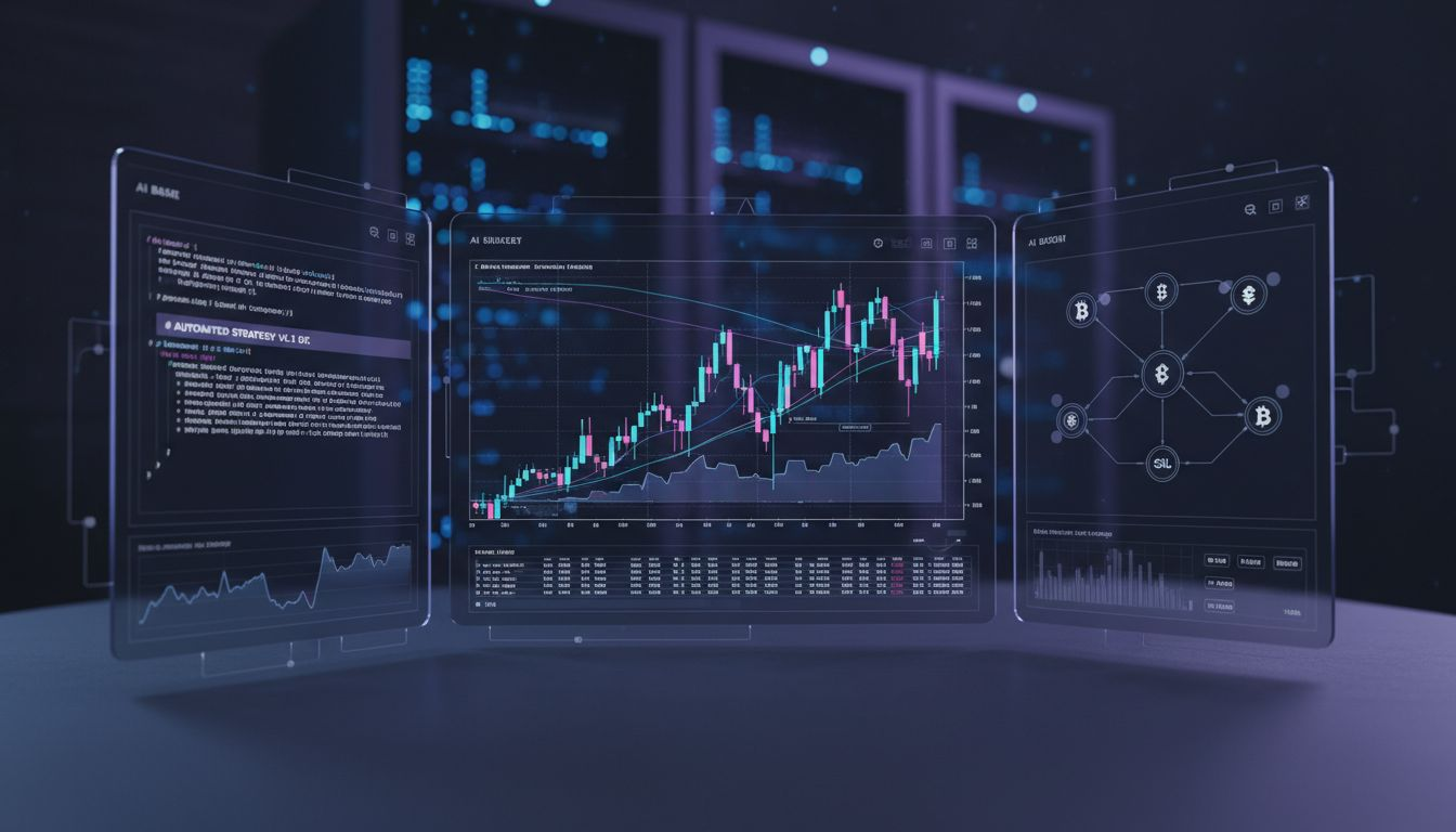 Woman configuring crypto bot at kitchen table