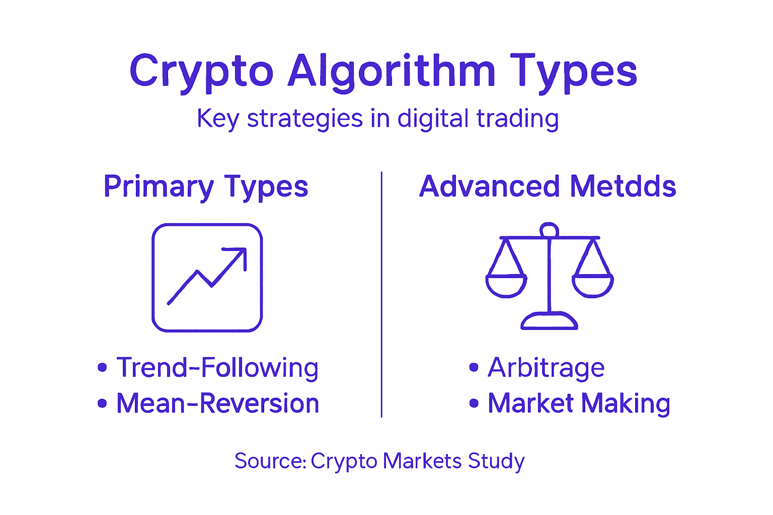 Infographic showing categories of crypto trading algorithms