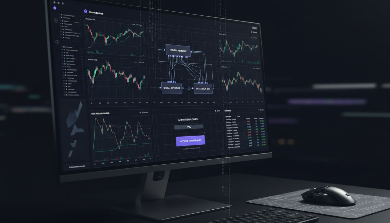 Woman launching AI trading bot at home