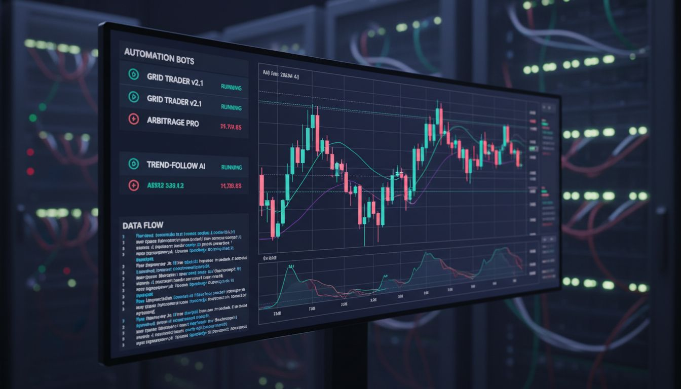 Young man using laptop for crypto trading