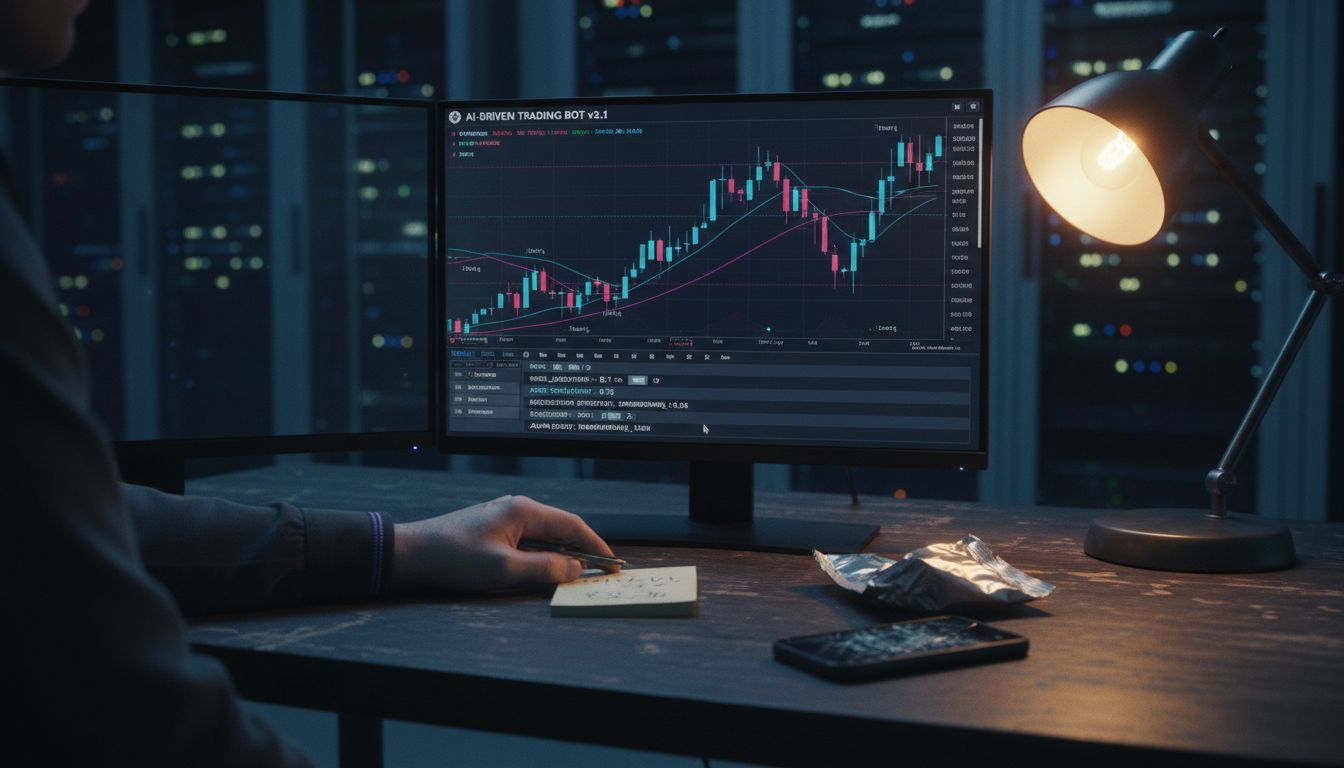 Engineer adjusting crypto bot algorithm settings