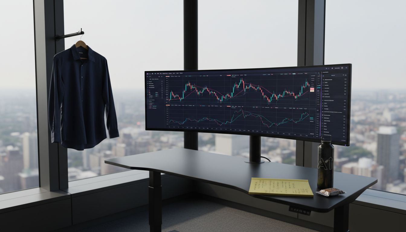 Trader analyzing data in finance office