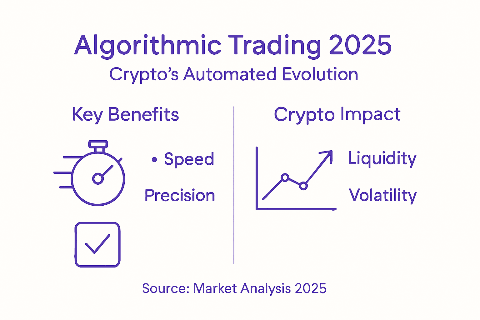 Інфографіка, що показує переваги алгоритмічної торгівлі та вплив на крипто