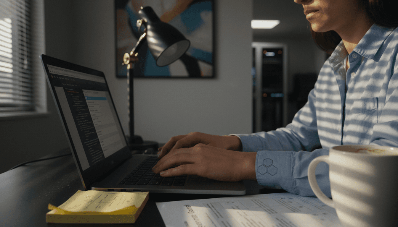 Жінка вводить деталі API ключа в офісі